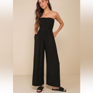 Black strapless jumpsuit